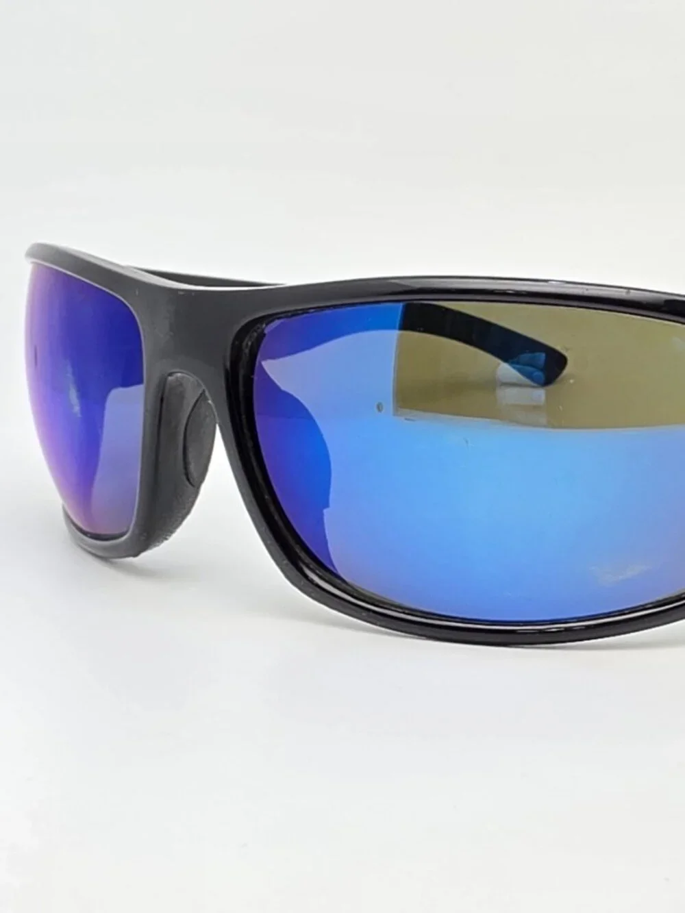 Suncloud by Polaroid Turbine Black Frame Polarized Blue Mirror Lens Sunglasses